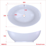 Design-Waschbecken aus Keramik Weiß Oval 60 x 39 cm Aufsatzwaschbecken Moderner Waschtisch für Unterschrank Waschplatz Handwaschbecken Überlauf | OHNE Hahnloch | OHNE Wasserhahn | OHNE Ablaufventil