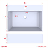 Waschbecken aus Keramik Weiß Eckig 59 x 44 cm Aufsatzwaschbecken für Waschtisch Unterschrank Waschplatz Gäste WC Hängewaschbecken Handwaschbecken mit Hahnloch Überlauf | OHNE Wasserhahn Ablaufventil