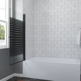 Badewannenaufsatz ohne bohren Schwarz matt 80 x 140 cm Duschtrennwand für Badewanne Handtuchhalter Duschwand Glas Dusche 1 Teilig aus 5 mm Einscheiben Sicherheitsglas Echtglas Nano Beschichtung