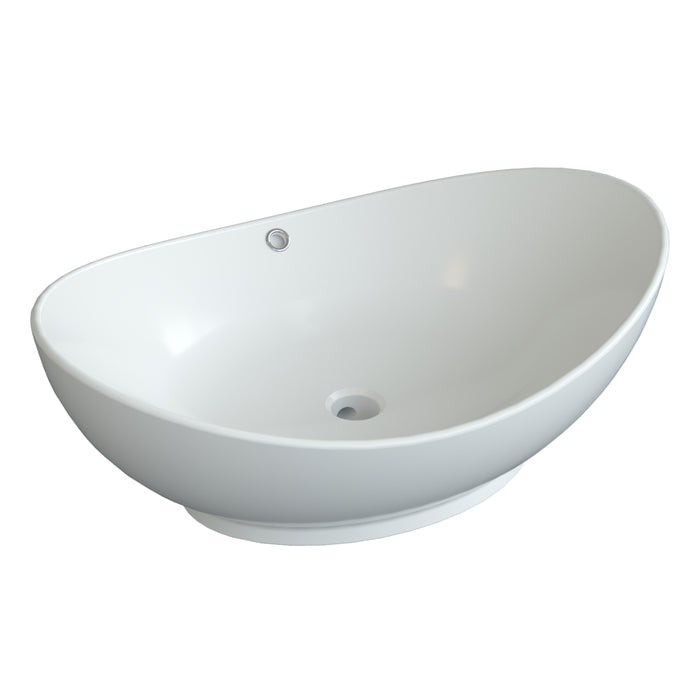 Design-Waschbecken aus Keramik Weiß Oval 60 x 39 cm Aufsatzwaschbecken Moderner Waschtisch für Unterschrank Waschplatz Handwaschbecken Überlauf | OHNE Hahnloch | OHNE Wasserhahn | OHNE Ablaufventil