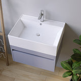 Waschbecken aus Keramik Weiß Eckig 59 x 44 cm Aufsatzwaschbecken für Waschtisch Unterschrank Waschplatz Gäste WC Hängewaschbecken Handwaschbecken mit Hahnloch Überlauf | OHNE Wasserhahn Ablaufventil