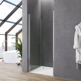 Duschtür Nische rahmenlos Pendeltür Dusche Drehtür Schwingtür Breite 70 75 80 90 100 cm Höhe 187 cm Wandausgleich 15 mm & 10 mm