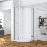 Duschkabine Runddusche 90x90 cm Drehtür Scharnier Dusche viertelkreis aus Sicherheitsglas 6mm mit Lotuseffekt Beschichtung höhe 195cm