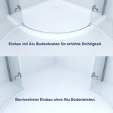 Duschkabine Runddusche 90x90 cm Drehtür Scharnier Dusche viertelkreis aus Sicherheitsglas 6mm mit Lotuseffekt Beschichtung höhe 195cm