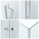 Duschkabine Eckeinstieg Eckdusche Schwingtür an Festteil mit Duschtür Doppeltüren Pendeltüren Drehtüren Eckduschwand Glas mit Duschablage 5 mm Klarglas Höhe 187 cm