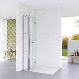 Walkin Dusche Duschwand Glas mit Festteil und Falttür Drehfalttür Duschabtrennung faltbar für Duschwanne Höhe 187 cm