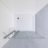 Walkin Dusche Duschwand Glas mit Festteil und Falttür Drehfalttür Duschabtrennung faltbar für Duschwanne Höhe 187 cm