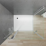 Duschkabine Eckeinstieg Eckdusche Schwingtür an Festteil mit Duschtür Doppeltüren Pendeltüren Drehtüren Eckduschwand Glas mit Duschablage 5 mm Klarglas Höhe 187 cm