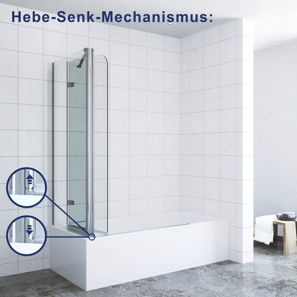 AROUND 80 Eck-Duschtrennwand Für Badewannen – Klappbar, Verstellbar & Einfach Zu Montieren | 6 Mm ESG Sicherheitsglas