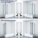 Badewannenaufsatz Seitenwand Duschwand Badewanne aus 5 mm Echtglas mit Nano Beschichtung
