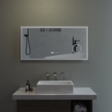 Badspiegel mit LED Beleuchtung Licht und Uhr 120x60cm ECHOS Typ D | Kosmetikspiegel Digital Uhr Touch Sensor Dimmbar Spiegelheizung Kaltweiß 6400K