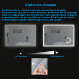 Badspiegel mit LED Beleuchtung Licht und Uhr 100x70cm ECHOS Typ D | Kosmetikspiegel Digital Uhr Touch Sensor Dimmbar Spiegelheizung Kaltweiß 6400K