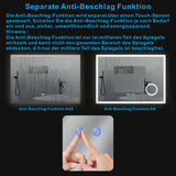 Badspiegel mit LED Beleuchtung Licht und Uhr 100x70cm ECHOS Typ D | Kosmetikspiegel Digital Uhr Touch Sensor Dimmbar Spiegelheizung Kaltweiß 6400K