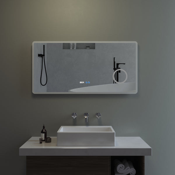 Antok LED Badezimmerspiegel 61x91,4 Cm - Beleuchteter Kosmetikspiegel Mit Touch, Beschlagfrei & Dimmbarem Licht