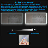 LED Badspiegel mit Beleuchtung groß 140x70cm BORAS Typ C | Touch Sensor Dimmbar Antibeschlag Kaltweiß 6400K Warmweiß 3000K