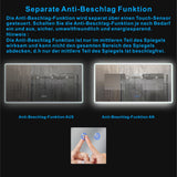 LED Badspiegel mit Beleuchtung groß 140x70cm BORAS Typ C | Touch Sensor Dimmbar Antibeschlag Kaltweiß 6400K Warmweiß 3000K