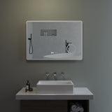 Badezimmerspiegel mit LED Beleuchtung und Uhr 100x70cm BORAS Typ D | Kosmetikspiegel Digital Uhr Touch Sensor Dimmbar Antibeschlag Kaltweiß 6400K