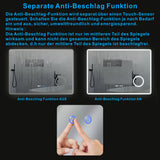 Badezimmerspiegel mit LED Beleuchtung und Uhr 100x70cm BORAS Typ D | Kosmetikspiegel Digital Uhr Touch Sensor Dimmbar Antibeschlag Kaltweiß 6400K