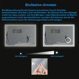 LED Spiegel mit Uhr und Kosmetikspiegel für Bad 100x70cm ESSENS Typ D | Kosmetikspiegel Digital Uhr Touch Sensor Dimmbar Spiegelheizung Kaltweiß 6400K