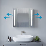 Spiegelschrank mit Beleuchtung 65x60cm Badezimmerschrank LED Spiegel Schrank Aluminium Badschrank Steckdose