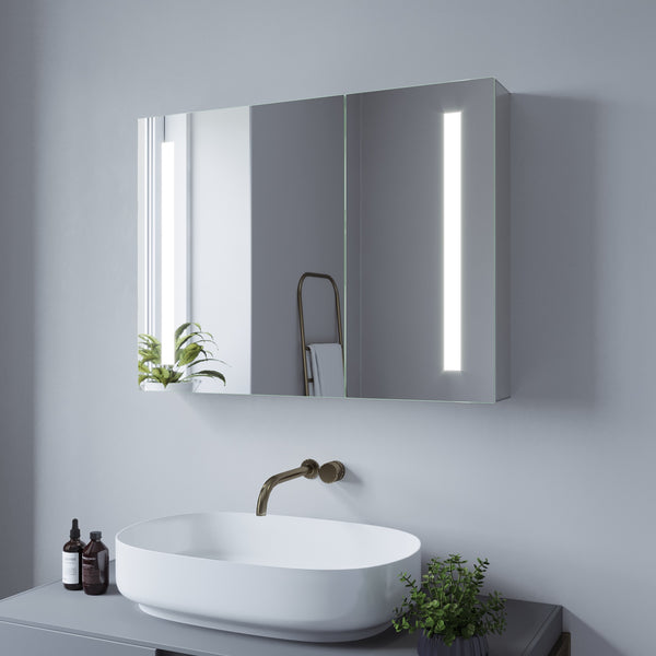 Spiegelschrank mit Beleuchtung 80x60cm Badezimmerschrank LED Spiegel S