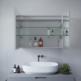 Spiegelschrank mit Beleuchtung 80x60cm Badezimmerschrank LED Spiegel Schrank Aluminium Badschrank Steckdose