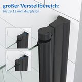 Duschtür Pendeltür Dusche schwarz Nischentür Rahmenlos Schwingtür aus 6 mm ESG Sicherheitsglas mit NANO Beschichtung