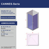 Duschkabine Eckeinstieg Eckdusche mit Duschtüren Drehtüren Pendeltüren Schwingtüren aus Sicherheitsglas (ESG) 5 mm klar Höhe 187 cm
