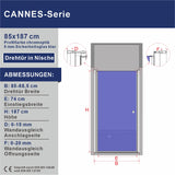 Duschtür Nische rahmenlos Pendeltür Dusche Drehtür Schwingtür Breite 70 75 80 85 90 95 100 cm Höhe 187 cm Wandausgleich 15 mm & 20 mm