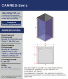 AQUABATOS CANNES-Serie Duschkabine Eckeinstieg mit Drehtür und Seitenwand 6mm Echtglas mit Nano Beschichtung Höhe 197cm