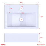 Waschbecken aus Keramik Eckig 45 x 33 cm Aufsatzwaschbecken für Waschtisch Unterschrank Waschplatz Handwaschbecken Weiß
