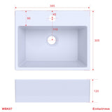 Waschbecken aus Keramik Eckig 38 x 30 cm Aufsatzwaschbecken für Waschtisch Unterschrank Waschplatz Hängewaschbecken Handwaschbecken