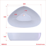 Design-Waschbecken Keramik Weiß Schalenform 68 x 44 cm Aufsatzwaschbecken Moderner Waschtisch für Unterschrank Waschplatz Badezimmer klein Aufsatzbecken Waschschale OHNE Hahnloch Überlauf