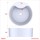 Rundes weißes Keramik Waschbecken Ø 40 cm Moderne Design Rund Aufsatzwaschbecken Waschtisch für Unterschrank Waschplatz Badezimmer Handwaschbecken Aufsatzbecken Waschschale mit Hahnloch Überlauf