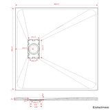 SMC Duschwanne Quadratisch Duschtasse Rutschfest Bodengleich Steinoptik Superflach