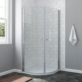 Duschkabine Viertelkreis 90 x 90 x 195 cm Runddusche mit Pendeltüren 2 Teilig
