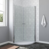 Duschkabine Viertelkreis 90 x 90 x 195 cm Runddusche mit Pendeltüren 2 Teilig