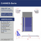 Duschtür mit Festteil Nischentür Dusche Drehtür Pendeltür Schwingtür an Festteil in Nische Höhe 187 cm Wandausgleich 20 mm & 5 mm