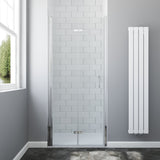 Rahmenlos Faltbare Duschtür Falttür 6 mm ESG Sicherheitsglas NANO Beschichtung Breite 70 75 80 90 100 120 cm Höhe 197 cm Wandausgleich 15 mm & 20 mm