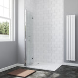 Duschabtrennung Duschwand Glas faltbar Walk-in Dusche mit Falttür aus Sicherheitsglas (ESG) 6 mm NANO-Beschichtung Höhe 197 cm