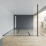 Walk in Dusche Duschwand Glas schwarz matt Echtglas 8 mm Dekor Kariert Nano Beschichtung 90° Stabilisator