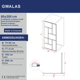 Walk in Dusche Duschwand Glas schwarz matt Echtglas 8 mm Dekor Kariert Nano Beschichtung 90° Stabilisator