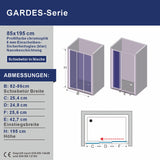 Duschabtrennung Duschtür Schiebetür Dusche 3-Teilig 6 mm Echtglas mit Nanobeschichtung Höhe 195 cm