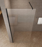 Walk In Dusche schwarz matt 10mm Klarglas mit Nano Beschichtung 90° Stabilisator