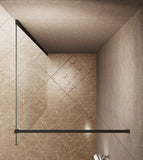 Walk In Dusche schwarz matt 10mm Klarglas mit Nano Beschichtung 90° Stabilisator