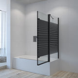 Eck Duschtrennwand Schwarz matt 120 x 70 x 140 cm Duschwand für Badewanne faltbar Badewannenaufsatz mit Seitenwand Badewannenfaltwand Dekorlinien Industrial Black Loft Style 5 mm Echtglas