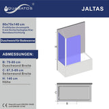 AQUABATOS faltbar Badewannenaufsatz 80x140cm mit Seitenwand 70x140cm aus 5mm ESG mit Nano-Beschichtung