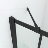 Duschwand Badewanne schwarz Dekor Kariert 150 x 140 cm Badewannenaufsatz 3 Teilig faltbar Duschtrennwand Faltwand Glas Festteil mit Ablage Badewannenfaltwand Dusche 5 mm ESG Klarglas Sicherheitsglas