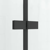 Duschwand Badewanne schwarz Dekor Kariert 150 x 140 cm Badewannenaufsatz 3 Teilig faltbar Duschtrennwand Faltwand Glas Festteil mit Ablage Badewannenfaltwand Dusche 5 mm ESG Klarglas Sicherheitsglas