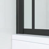 Duschwand Badewanne schwarz Dekor Kariert 150 x 140 cm Badewannenaufsatz 3 Teilig faltbar Duschtrennwand Faltwand Glas Festteil mit Ablage Badewannenfaltwand Dusche 5 mm ESG Klarglas Sicherheitsglas